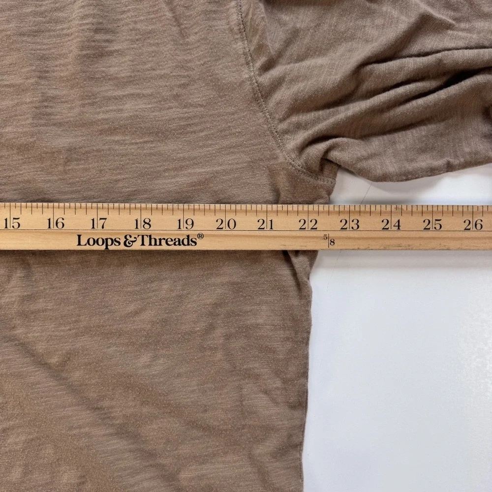 BANANA REPUBLIC Organic Cotton Long Sleeve Henley Mens Large Brown Soft